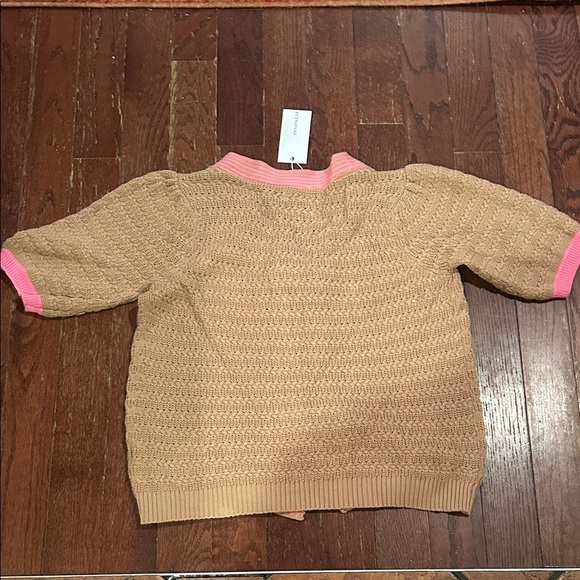 Boutique Beige Cardigan with Pink Trim - Picture 8 of 8